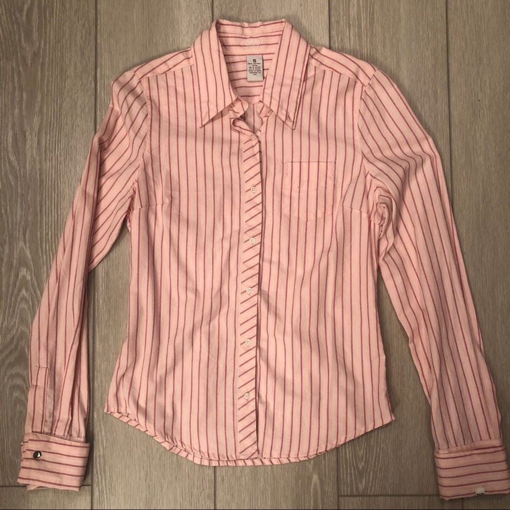 Roxy Pink Button Down Shirt w/ Rhinestones